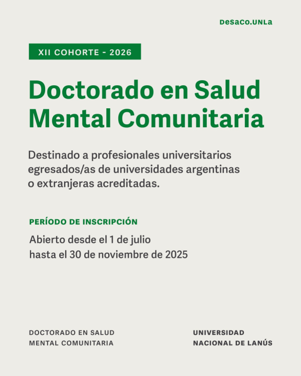 Preinscripciones para el Doctorado en Salud Mental Comunitaria