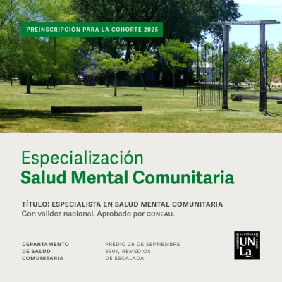 Postulaciones para la cohorte 2025 de la Especialización en Salud Mental Comunitaria