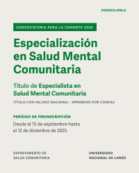 Postulaciones para la cohorte 2026 de la Especialización en Salud Mental Comunitaria