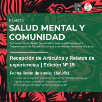 Recibimos artículos y relatos de experiencias para la revista Salud Mental y Comunidad Nro 15