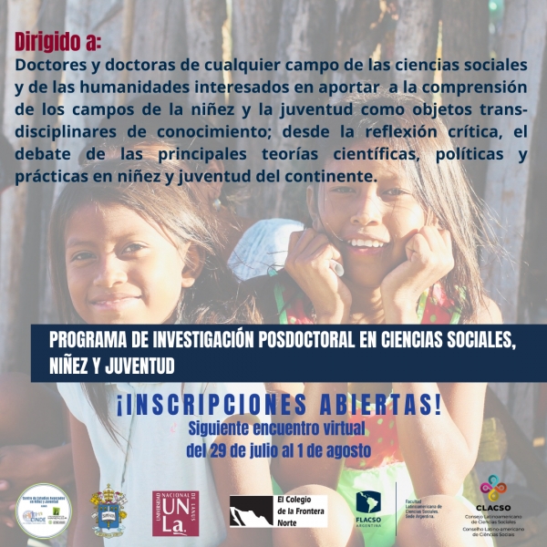 Abierta la inscripción al Programa de Investigación Posdoctoral en Ciencias Sociales, Niñez y Juventud