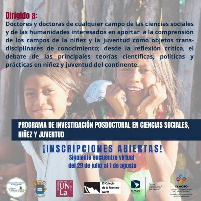 Abierta la inscripci&oacute;n al Programa de Investigaci&oacute;n Posdoctoral en Ciencias Sociales, Ni&ntilde;ez y Juventud
